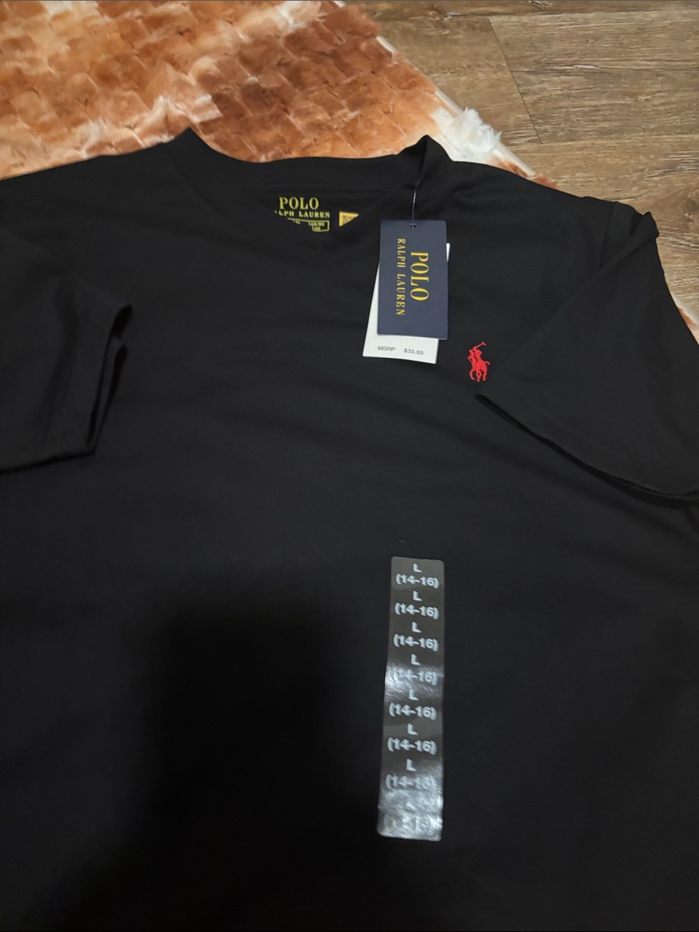 Polo by Ralph Lauren Black Tee with Red Pony Logo boys 14-16